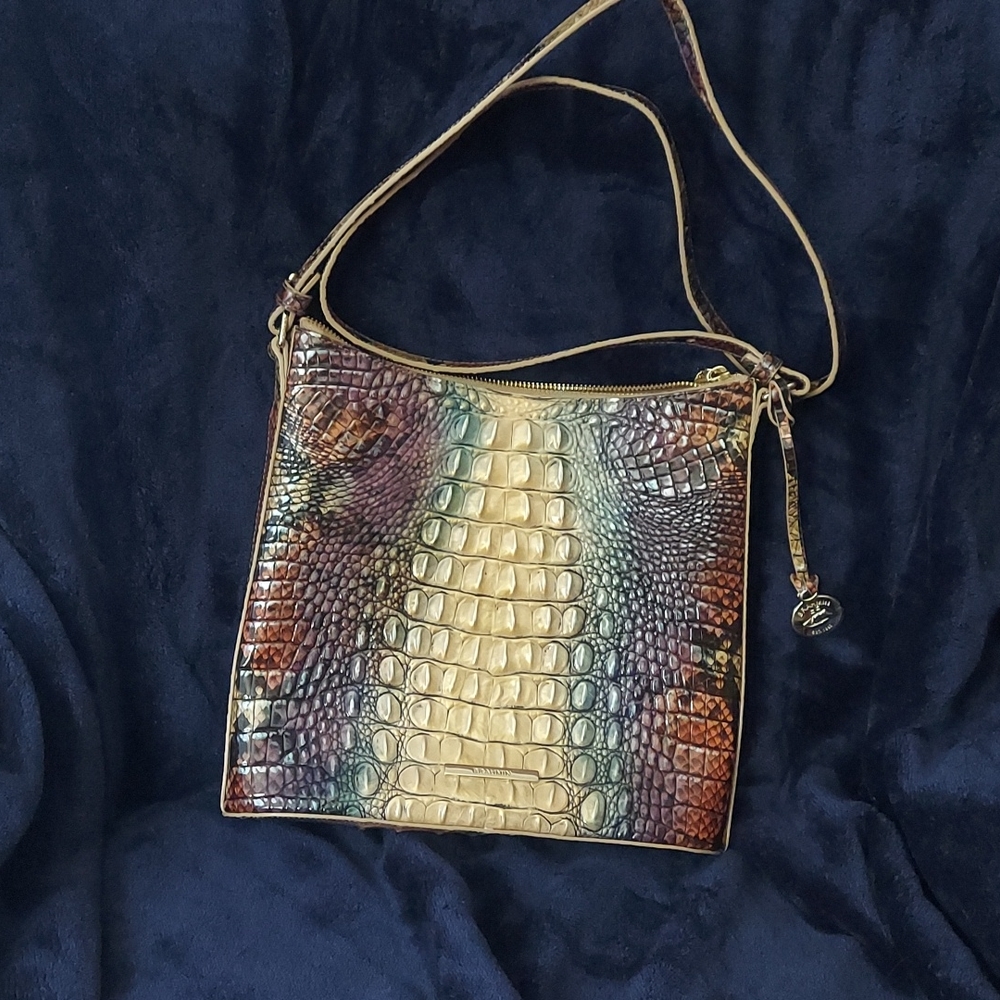 Genuine leather Brahmin ombré reptile shoulder bag